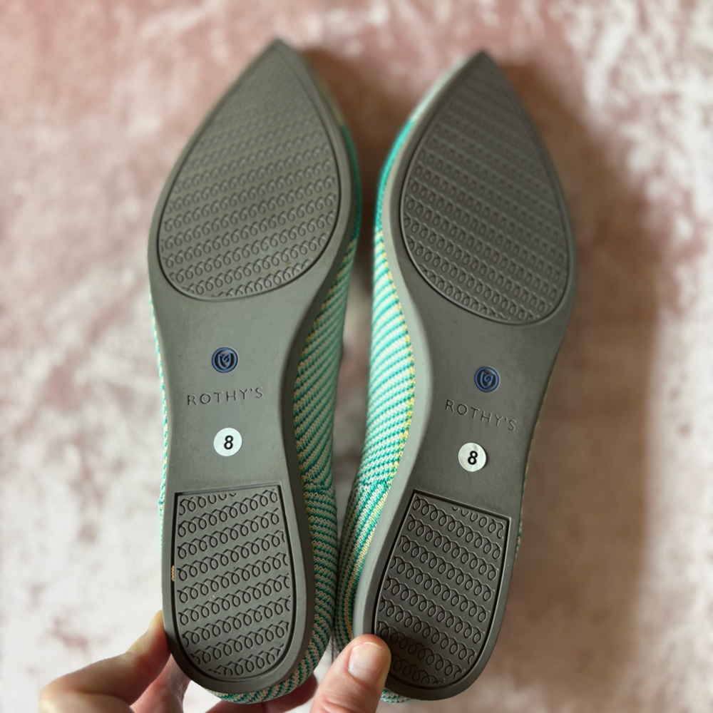 Aqua Blue/Green and Cream Pointed Rothy’s size 8 - Picture 3 of 10